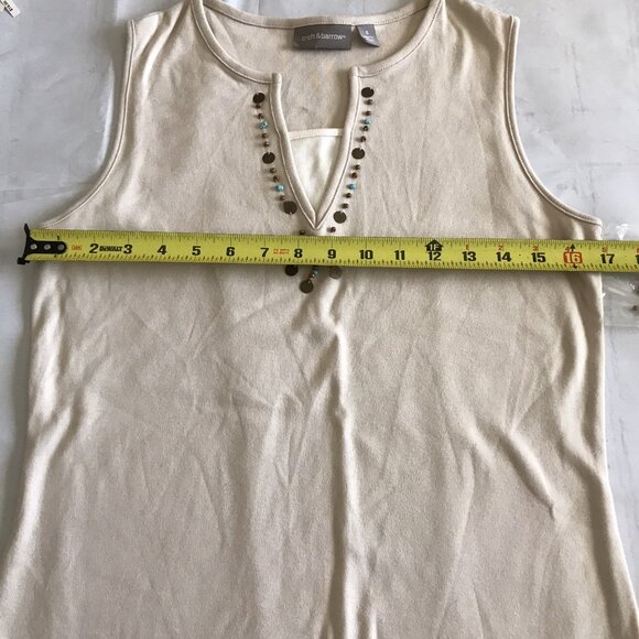 Croft And Barrow Tank Top Beaded V Neck Size Small Boho Western - Picture 7 of 9